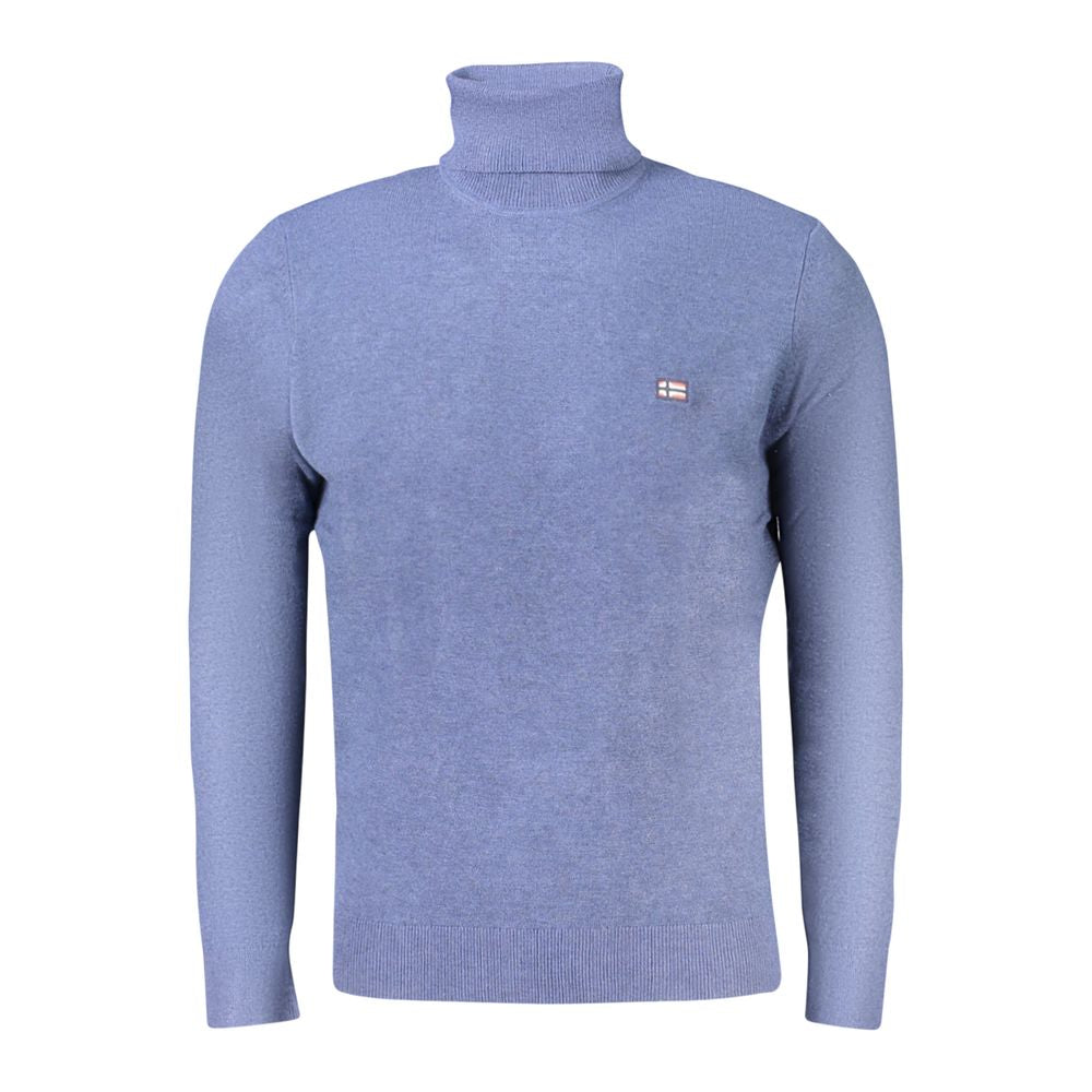 Sweater by Norway 1963 for men in wool polyester & polyamide blue features an tactile silhouette, showcasing a sophisticated wrap turtle neckline and tactile for a refined finish.