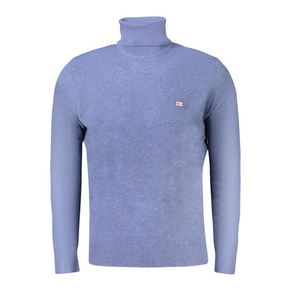 Sweater by Norway 1963 for men in wool polyester & polyamide blue features an tactile silhouette, showcasing a sophisticated wrap turtle neckline and tactile for a refined finish.