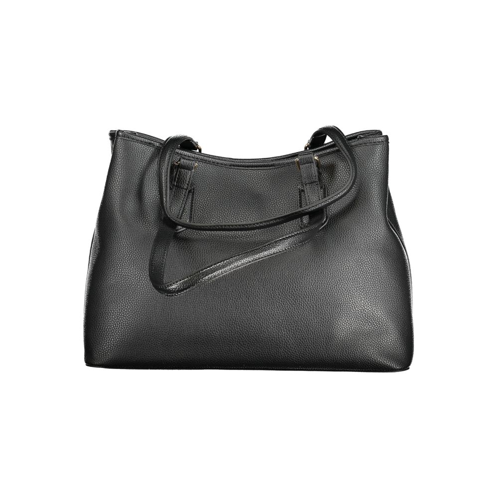 Handbag by Mario Valentino for women in polyethylene black features an refined silhouette, showcasing a secure , ample built-in-compartments & internal-pockets, and versatile shoulder-strap, handle, adjustable-strap & detachable-strap for a sophisticated refined aesthetic.