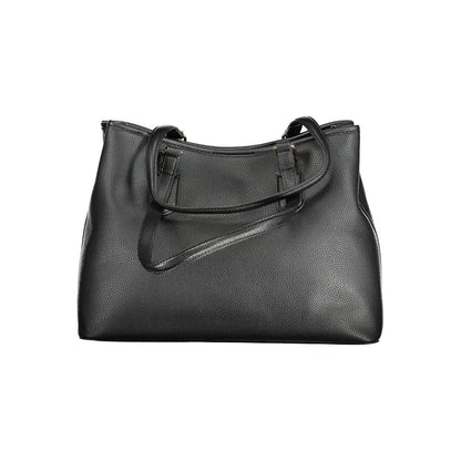 Handbag by Mario Valentino for women in polyethylene black features an refined silhouette, showcasing a secure , ample built-in-compartments & internal-pockets, and versatile shoulder-strap, handle, adjustable-strap & detachable-strap for a sophisticated refined aesthetic.