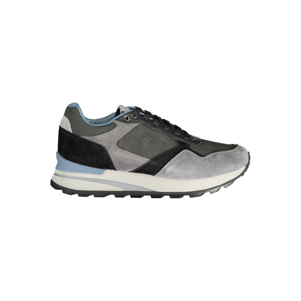 Athletic Sneakers by Blauer for men in polyester polyurethane leather gray presents a sleek silhouette, perfectly capturing the athletic style essence of Men's Athletic Polyester Polyurethane Leather Sneakers with its sleek design and premium finish.