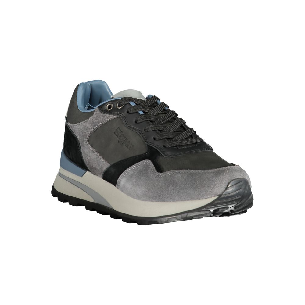 Athletic Sneakers by Blauer for men in polyester polyurethane leather gray showcases an impeccable silhouette, defined by an impeccable athletic style design that perfectly captures the essence of the Men's Athletic Polyester Polyurethane Leather Sneakers.