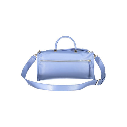 Handbag by Mario Valentino for women in polyethylene light-blue features a signature silhouette, showcasing a secure zipper and signature internal-pockets with versatile shoulder-strap, adjustable-strap & handle for a sophisticated look.