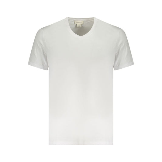 T-Shirt by Calvin Klein for men in cotton white features an on trend silhouette, perfectly showcasing a on trend and v-neck neckline for an elevated aesthetic.