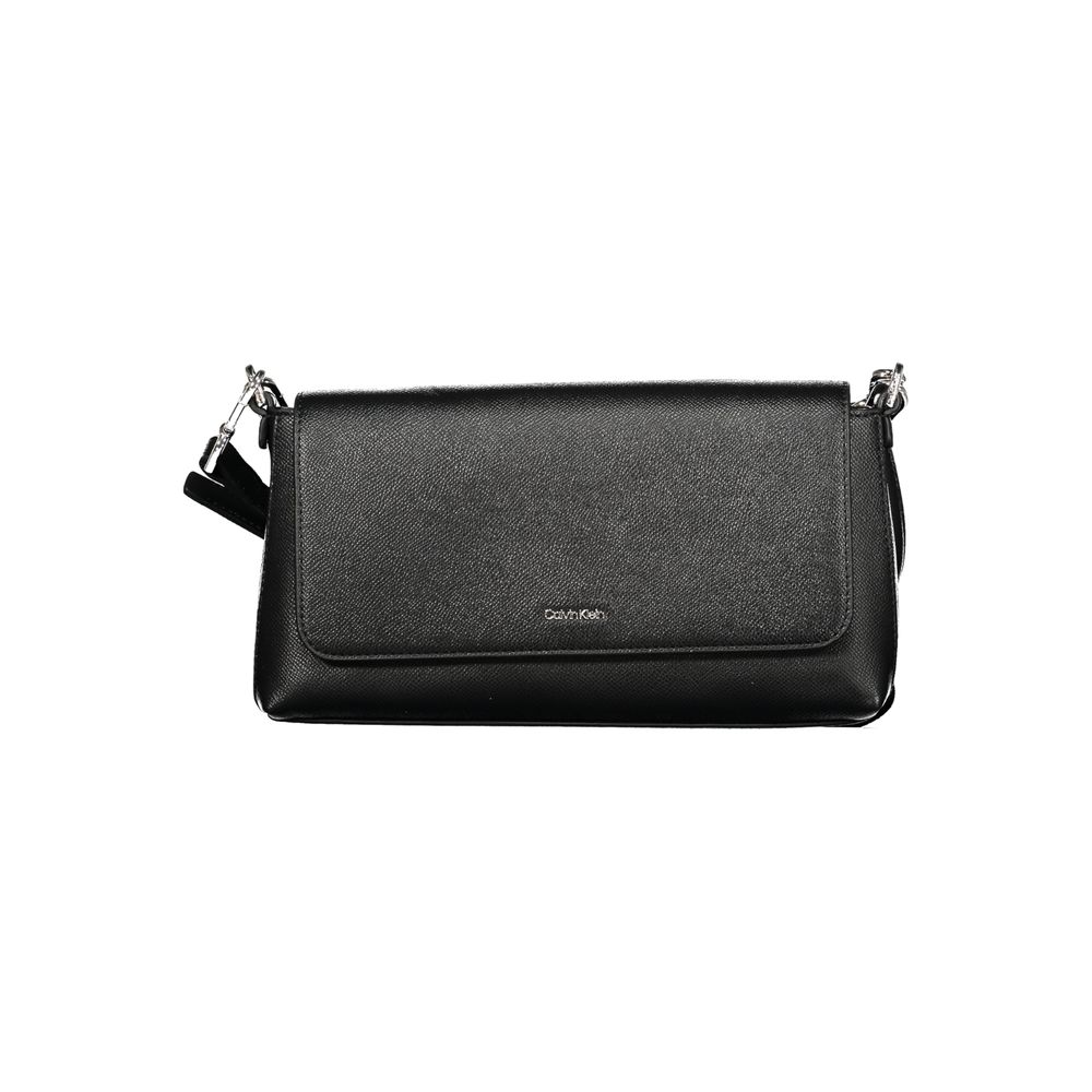 Crossbody Evening Handbag by Calvin Klein for women in polyethylene faux leather black features an refined silhouette, showcasing a secure , ample internal-pockets & cardholder, and versatile crossbody-strap, shoulder-strap, adjustable-strap & handle for a sophisticated refined aesthetic.