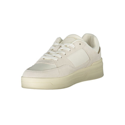 Athletic Sneakers by Tommy Hilfiger for women in polyester polyurethane leather white presents a sleek silhouette, perfectly capturing the athletic style essence of Women's Athletic Polyester Polyurethane Leather Sneakers with its sleek design and premium finish.