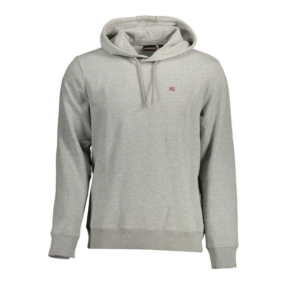 Hooded Sweatshirt Hoodie by Napapijri for men in organic cotton & polyester brown & gray features a slouchy chic silhouette, detailed with a slouchy chic long-sleeve and a signature hooded neckline for an elevated aesthetic.