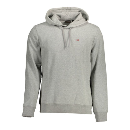 Hooded Sweatshirt Hoodie by Napapijri for men in organic cotton & polyester brown & gray features a slouchy chic silhouette, detailed with a slouchy chic long-sleeve and a signature hooded neckline for an elevated aesthetic.