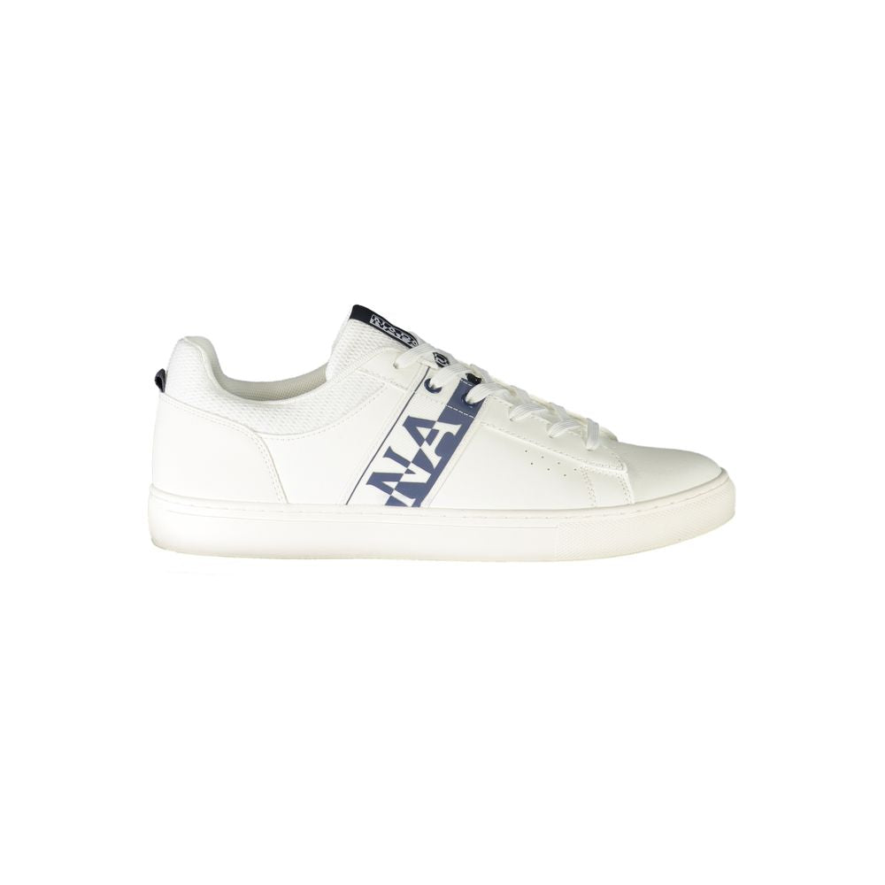 Sneakers by Napapijri for men in polyester polyethylene leather white features an opulent silhouette from the Men's Fashion Polyester Polyethylene Leather Sneakers collection, showcasing a signature fashion style with an opulent finish.