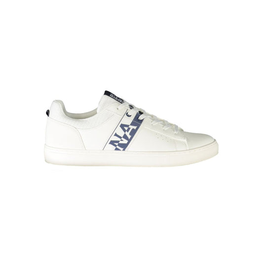 Sneakers by Napapijri for men in polyester polyethylene leather white features an opulent silhouette from the Men's Fashion Polyester Polyethylene Leather Sneakers collection, showcasing a signature fashion style with an opulent finish.