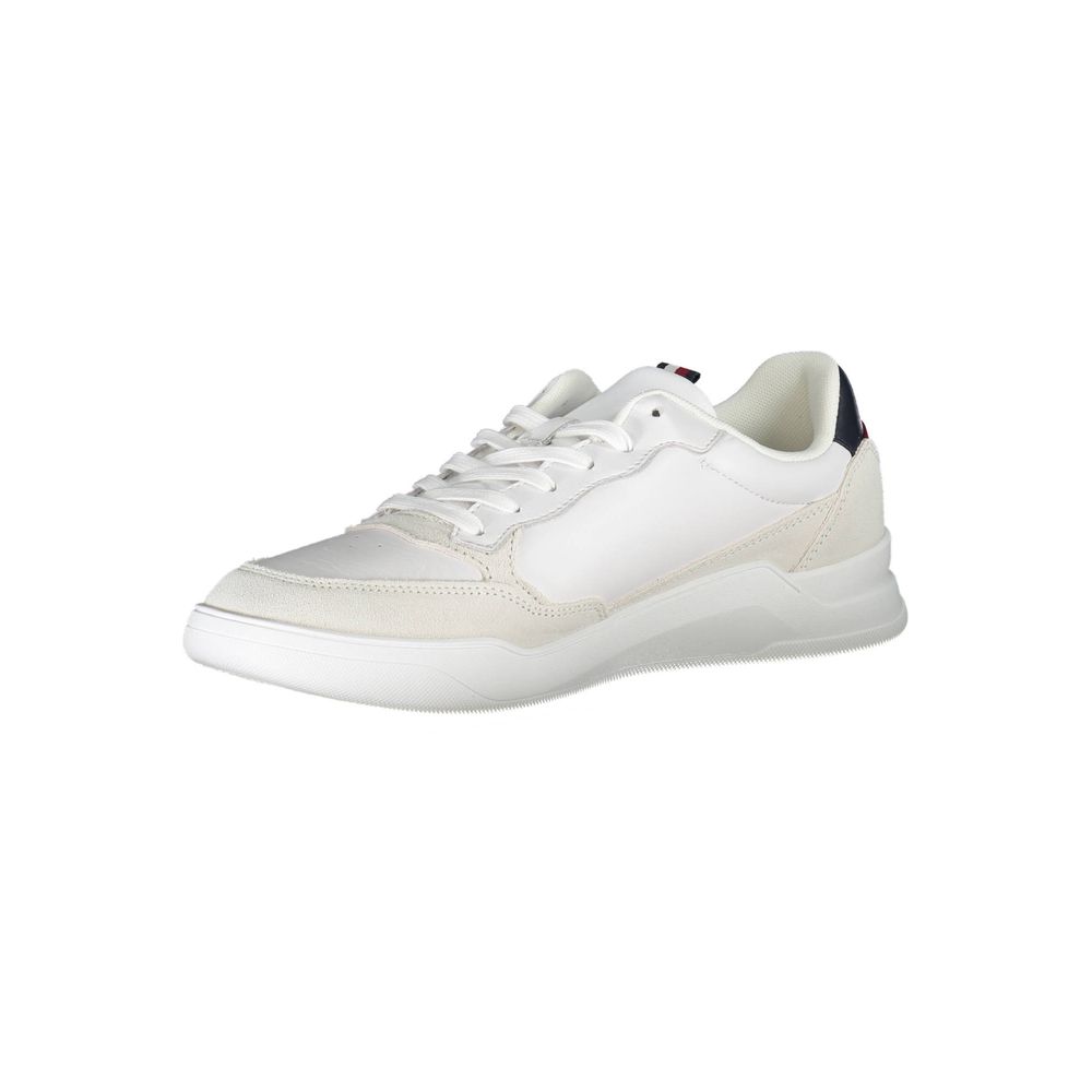 Sneakers by Tommy Hilfiger for men in polyester polyethylene leather white features an opulent silhouette from the Crisp Men's Fashion Polyester Polyethylene Leather Sneakers collection, showcasing a signature fashion style with an opulent finish.