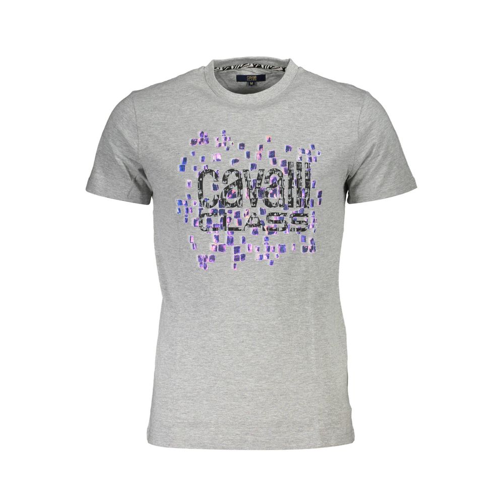T-Shirt by Cavalli Class for men in cotton brown, gray & print features an on trend silhouette, perfectly showcasing a on trend and for an elevated aesthetic.