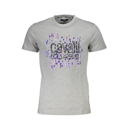 T-Shirt by Cavalli Class for men in cotton brown, gray & print features an on trend silhouette, perfectly showcasing a on trend and for an elevated aesthetic.