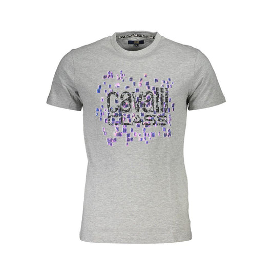 T-Shirt by Cavalli Class for men in cotton brown, gray & print features an on trend silhouette, perfectly showcasing a on trend and for an elevated aesthetic.
