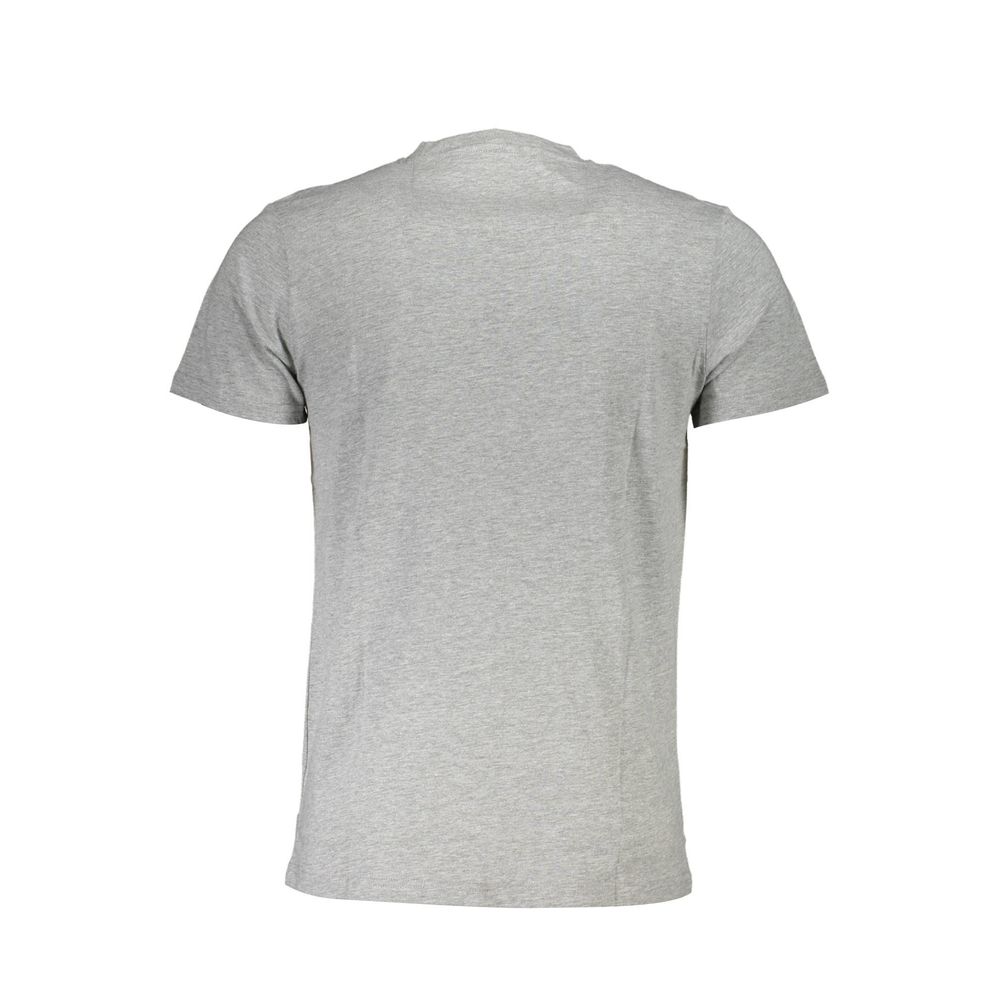 T-Shirt by Cavalli Class for men in cotton brown, gray & print showcases a chic silhouette, artfully detailed with a chic and for a chic finish.