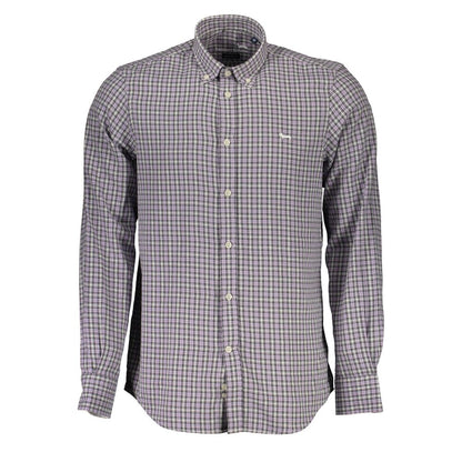 Shirt by Harmont & Blaine for men in cotton purple features an architectural silhouette with a refined long-sleeve and elegant button-down-collar neckline for a architectural look.