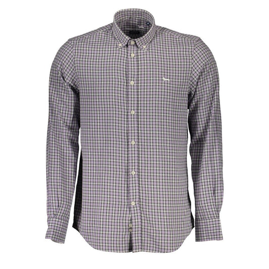 Shirt by Harmont & Blaine for men in cotton purple features an architectural silhouette with a refined long-sleeve and elegant button-down-collar neckline for a architectural look.