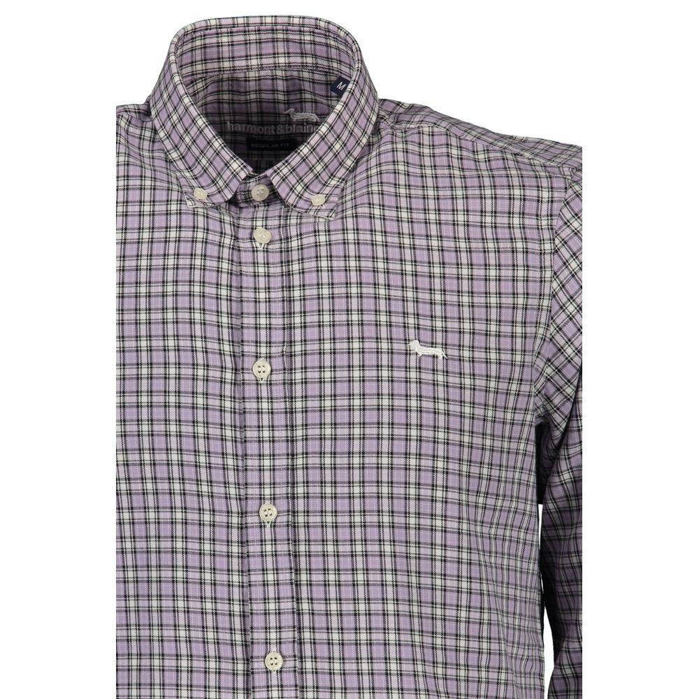 Shirt by Harmont & Blaine for men in cotton purple showcases a sublime silhouette, artfully detailed with a sublime button-down-collar neckline and for a sophisticated, sublime finish.