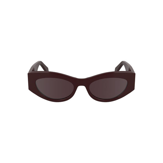 Sunglasses by Calvin Klein for women in and brown & red presents a sumptuous silhouette, featuring red coloured frame and cat-eye frame design with for a sumptuous look.