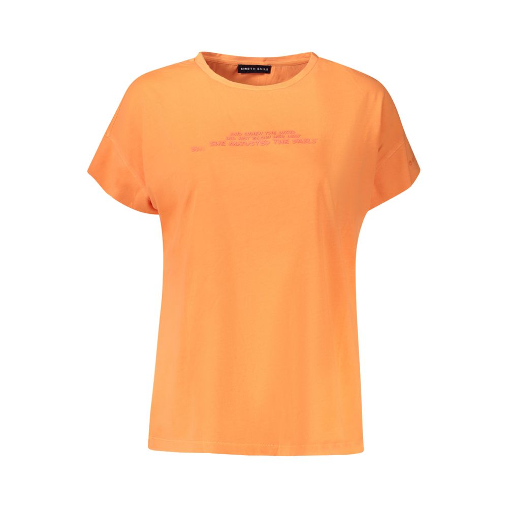 T-Shirt by North Sails for women in cotton orange & print features an on trend silhouette, perfectly showcasing a on trend short-sleeve and wide-neck neckline for an elevated aesthetic.