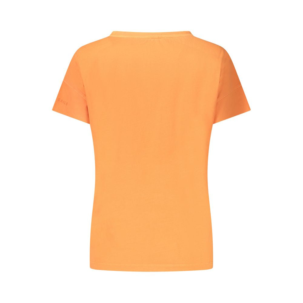 T-Shirt by North Sails for women in cotton orange & print showcases a chic silhouette, artfully detailed with a chic wide-neck neckline and for a chic finish.