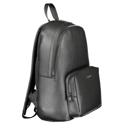 Backpack by Calvin Klein for men in polyester & polyethylene black presents a stately Explorer Polyester & Polyethylene Backpack design, showcasing a secure zipper with ample external-pockets, internal-pockets & laptop-compartment and versatile backpack-strap, adjustable-strap & handle for a stately finish.