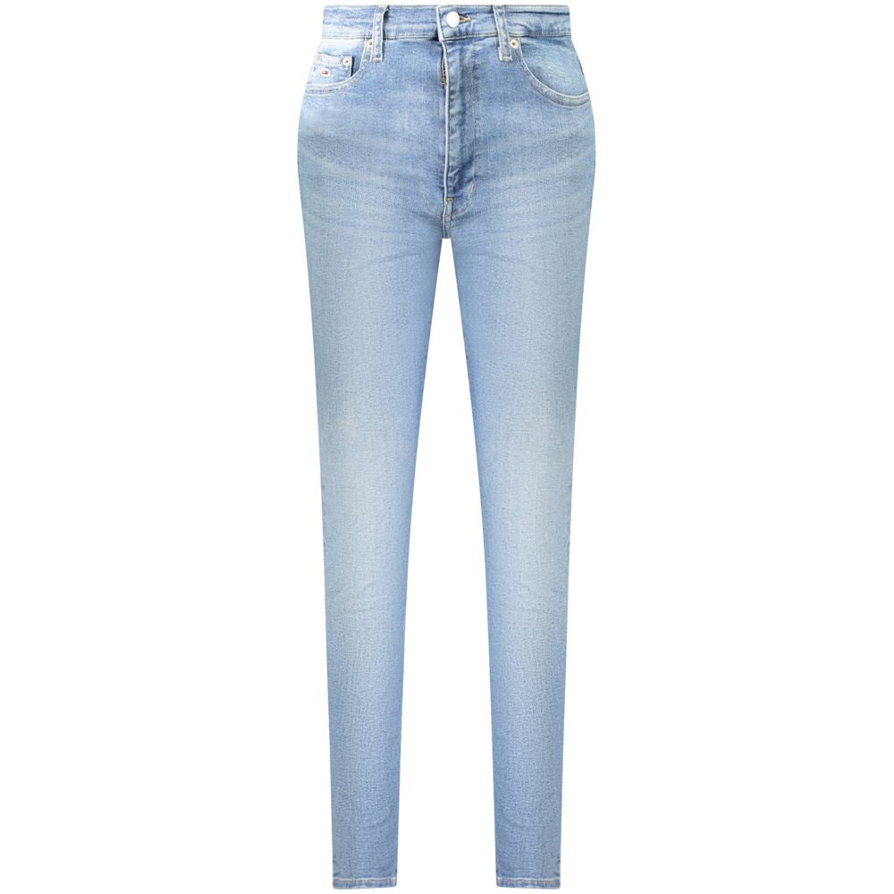 Jeans by Tommy Hilfiger for women in stretch denim cotton blue presents a refined pantology silhouette, artfully defined by a refined pantology skinny, long, and a sophisticated high rise.