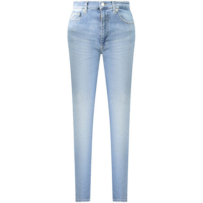 Jeans by Tommy Hilfiger for women in stretch denim cotton blue presents a refined pantology silhouette, artfully defined by a refined pantology skinny, long, and a sophisticated high rise.