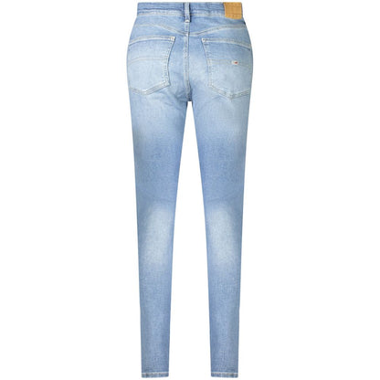 Jeans by Tommy Hilfiger for women in stretch denim cotton blue features an refined tailoring silhouette, showcasing a premium skinny with a high rise and long cut for a refined tailoring look.