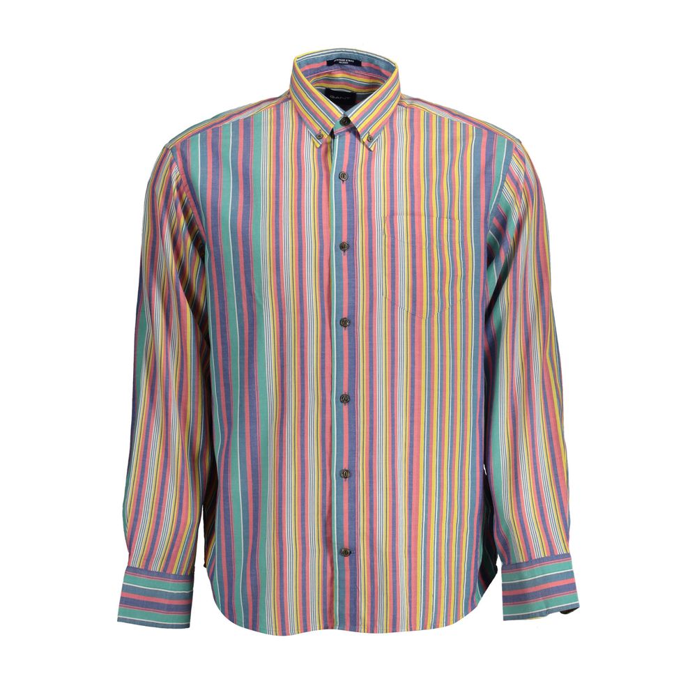 Shirt by Gant for men in cotton blue showcases a sublime silhouette, artfully detailed with a sublime button-down-collar neckline and for a sophisticated, sublime finish.