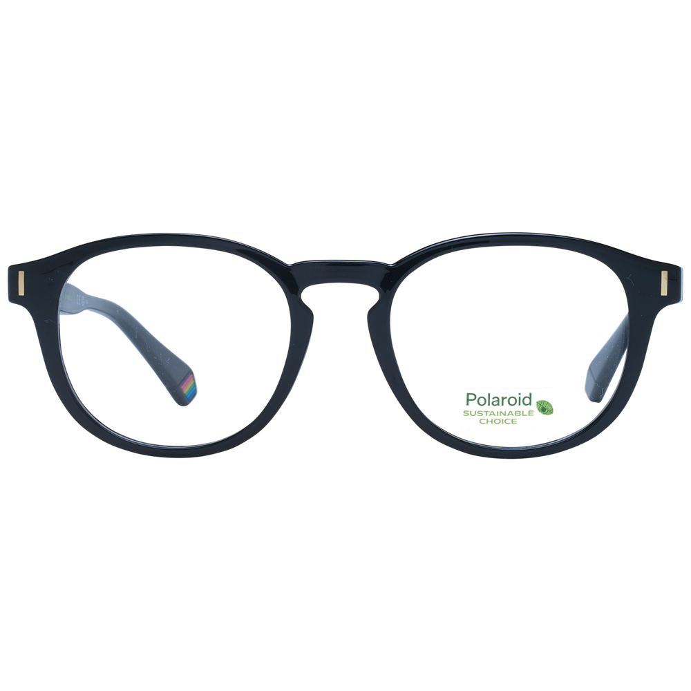 Eyeglasses Frames by Polaroid for unisex in polyamide black features an refined silhouette, showcasing the refined black coloured frame and sophisticated full-frame frame design.