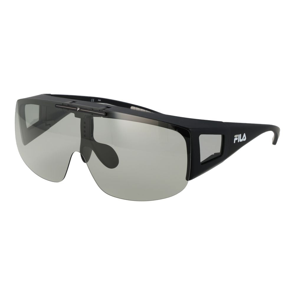 Sunglasses by Fila for men in plastic black features an ethereal full-rim mono-lens frame design with black coloured frame frames and photochromatic polarized lens for a ethereal finish.