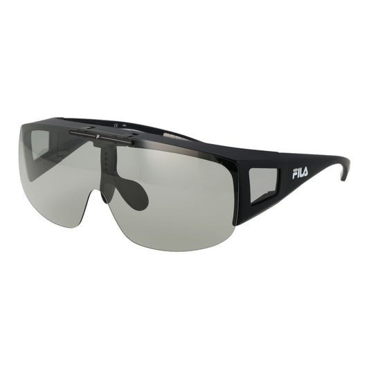 Sunglasses by Fila for men in plastic black features an ethereal full-rim mono-lens frame design with black coloured frame frames and photochromatic polarized lens for a ethereal finish.