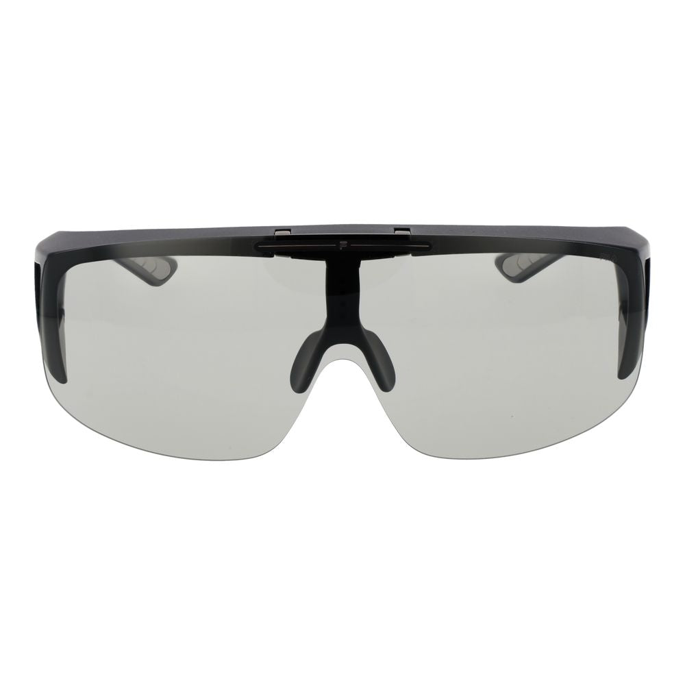 Sunglasses by Fila for men in plastic and black featuring an opulent full-rim mono-lens frame design with a sophisticated black coloured frame finish and high-performance photochromatic polarized lens.