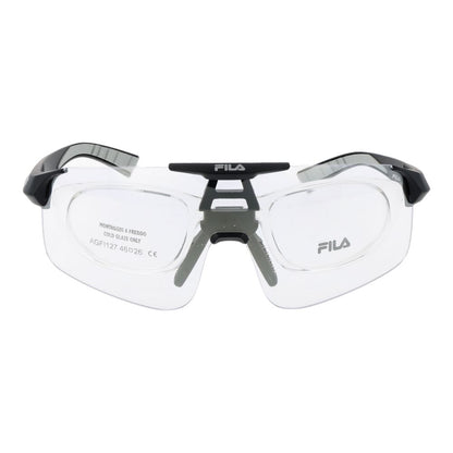 Sunglasses by Fila for men in nylon and black presents a sumptuous silhouette, featuring black coloured frame and full-rim mono-lens frame design with non-polarized category-1-light-tint lens for a sumptuous look.