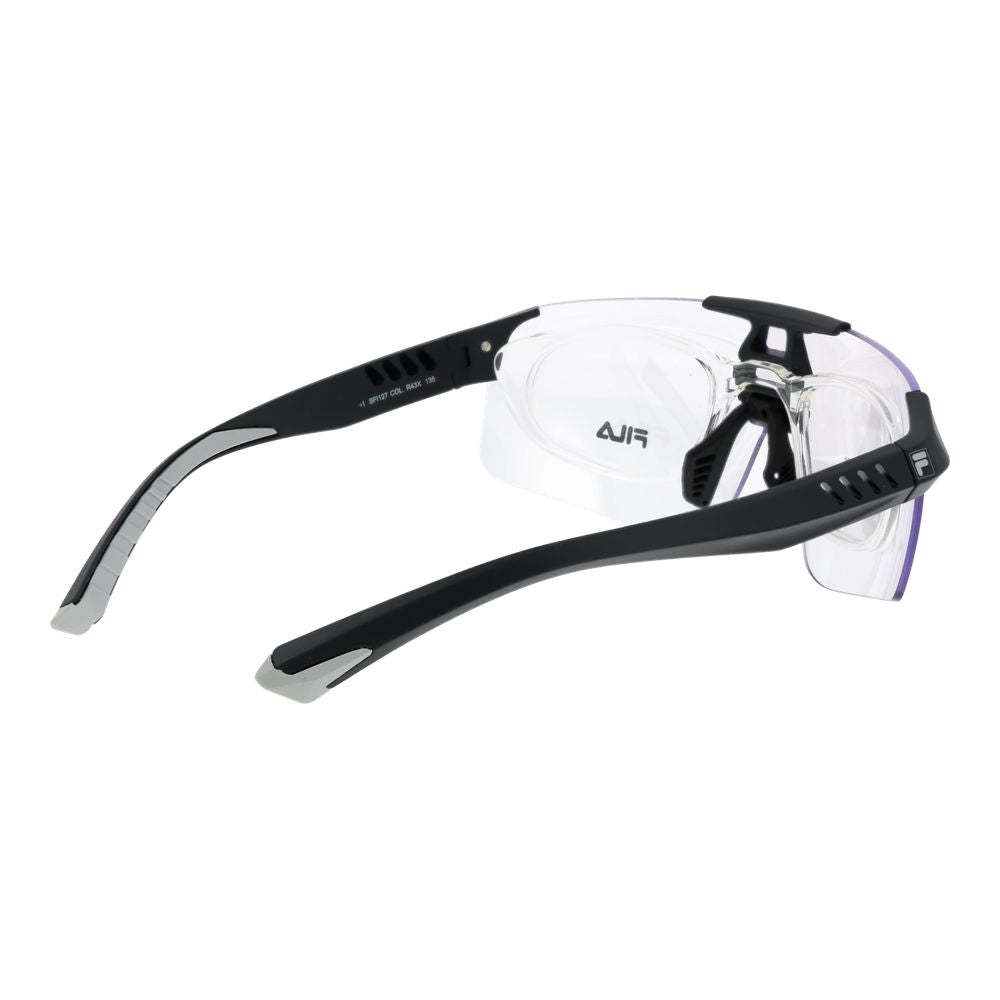 Sunglasses by Fila for men in nylon black showcases a ethereal silhouette, featuring black coloured frame full-rim mono-lens frame design with non-polarized category-1-light-tint lens for a ethereal finish.