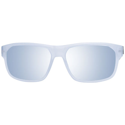 Sunglasses by BMW Motorsport for men in plastic white features an lustrous rectangle full-rim frame design with white coloured frame detailing and mirrored category-3-dark-tint lens for a lustrous aesthetic.