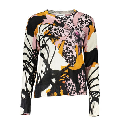 Desigual Women's Crew Neck Linen Sweatshirt - Pink Patterned