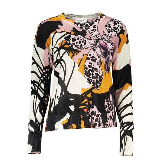 Desigual Women's Crew Neck Linen Sweatshirt - Pink Patterned