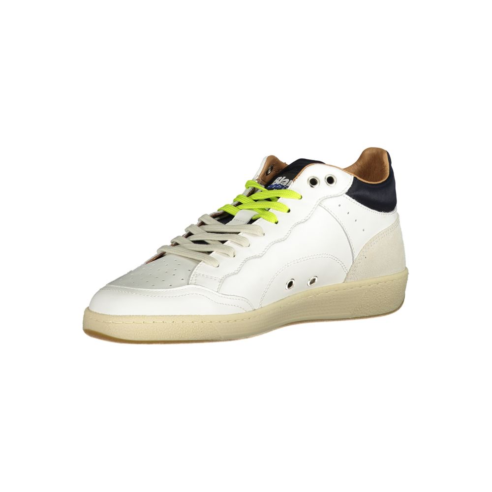 Sneakers by Blauer for men in polyester polyethylene leather white features an opulent silhouette from the Crisp Men's Athletic Polyester Polyethylene Leather Sneakers collection, showcasing a signature athletic style with an opulent finish.