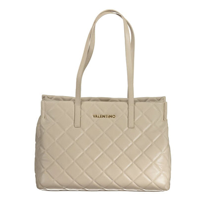 Handbag by Mario Valentino for women in polyethylene beige & signature features a ornamental silhouette, showcasing a secure zipper, ample , and ornamental handle for a sophisticated look.
