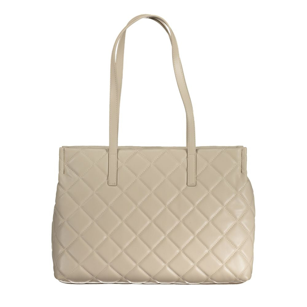 Handbag by Mario Valentino for women in polyethylene beige & signature features a exquisite silhouette, showcasing a secure zipper and exquisite with versatile handle for a exquisite finish.