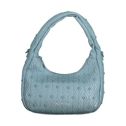 Shoulder Handbag by Mario Valentino for women in polyethylene blue features a signature silhouette, showcasing a secure zipper and signature with versatile shoulder-strap, adjustable-strap & handle for a sophisticated look.