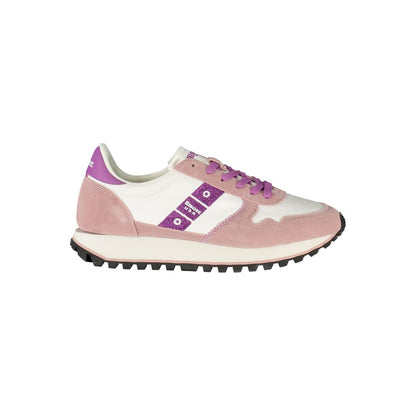 Athletic Sneakers by Blauer for women in polyester polyethylene leather white & print features an architectural silhouette from the Women's Athletic Polyester Polyethylene Leather Sneakers collection, showcasing a architectural athletic style for a architectural look.