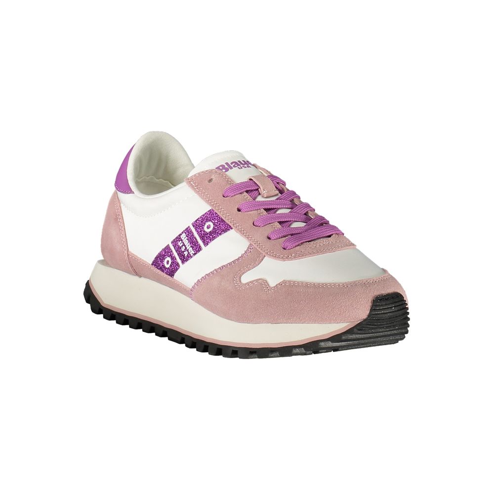 Athletic Sneakers by Blauer for women in polyester polyethylene leather white & print showcases an impeccable silhouette, defined by an impeccable athletic style design that perfectly captures the essence of the Women's Athletic Polyester Polyethylene Leather Sneakers.