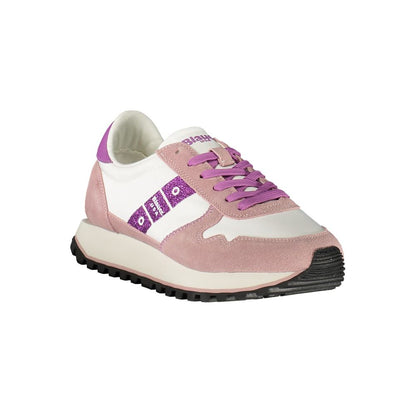 Athletic Sneakers by Blauer for women in polyester polyethylene leather white & print showcases an impeccable silhouette, defined by an impeccable athletic style design that perfectly captures the essence of the Women's Athletic Polyester Polyethylene Leather Sneakers.