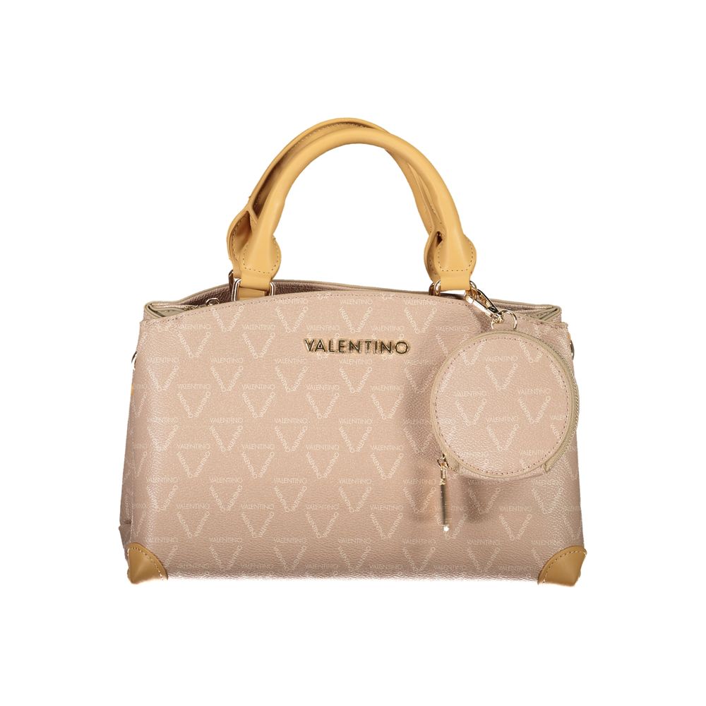 Handbag by Mario Valentino for women in polyethylene beige features a ornamental silhouette, showcasing a secure zipper, ample built-in-compartments, external-pockets & internal-pockets, and ornamental handle & adjustable-strap for a sophisticated look.