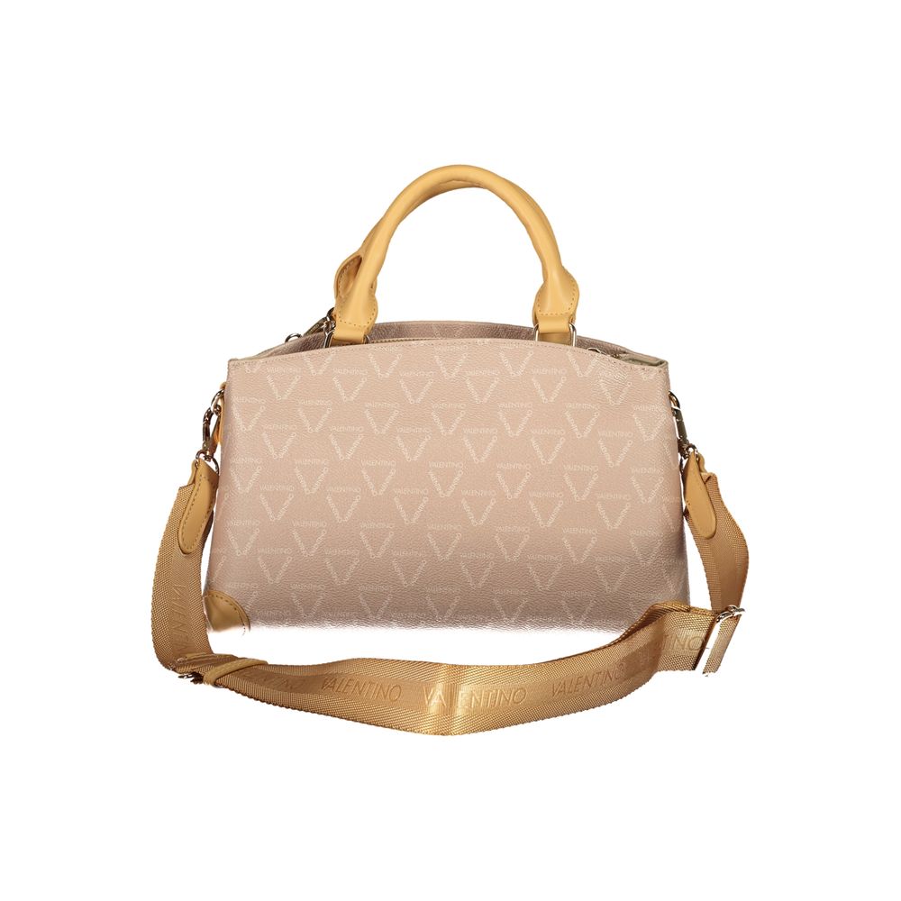 Handbag by Mario Valentino for women in polyethylene beige features a signature silhouette, showcasing a secure zipper and signature built-in-compartments, external-pockets & internal-pockets with versatile handle & adjustable-strap for a sophisticated look.