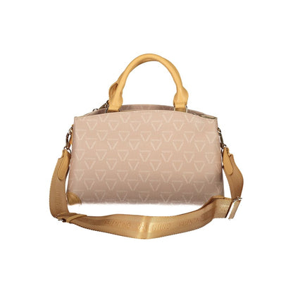 Handbag by Mario Valentino for women in polyethylene beige features a signature silhouette, showcasing a secure zipper and signature built-in-compartments, external-pockets & internal-pockets with versatile handle & adjustable-strap for a sophisticated look.
