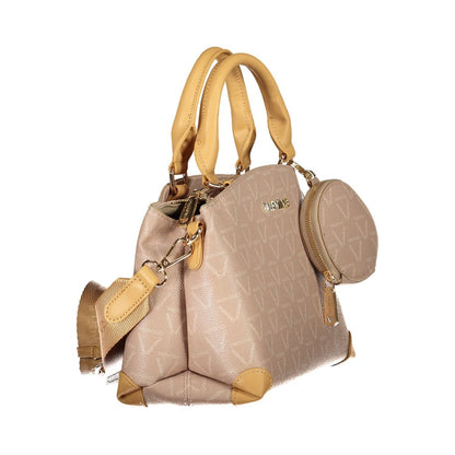 Handbag by Mario Valentino for women in polyethylene beige features a ornamental silhouette, showcasing a secure zipper, ample built-in-compartments, external-pockets & internal-pockets, and ornamental handle & adjustable-strap for a sophisticated look.